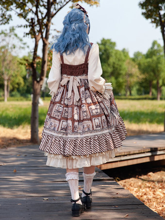 スイートロリータドレス ポリエステル ノースリーブ カスケードフリル おとぎ話のロリータドレス