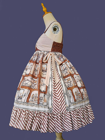 スイートロリータドレス ポリエステル ノースリーブ カスケードフリル おとぎ話のロリータドレス