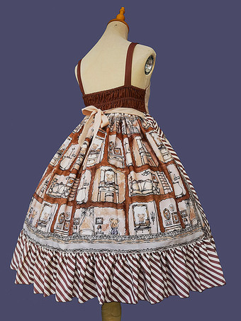 スイートロリータドレス ポリエステル ノースリーブ カスケードフリル おとぎ話のロリータドレス