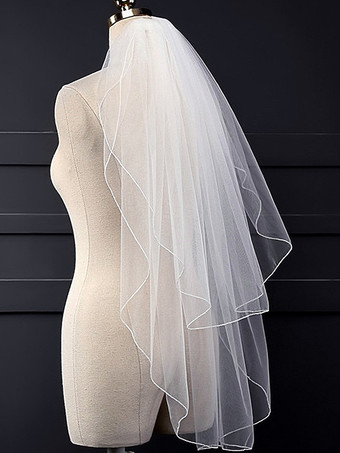 ウェディングベール 2層フリル ネットカットエッジ クラシックブライダルベール