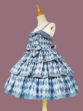 ダークグリーンスイートロリータドレス ポリエステル ノースリーブ リボン おとぎ話のロリータドレス