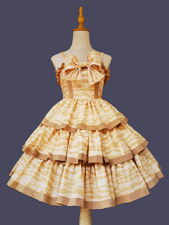 スイートロリータドレス ポリエステル ノースリーブ リボン おとぎ話のロリータドレス