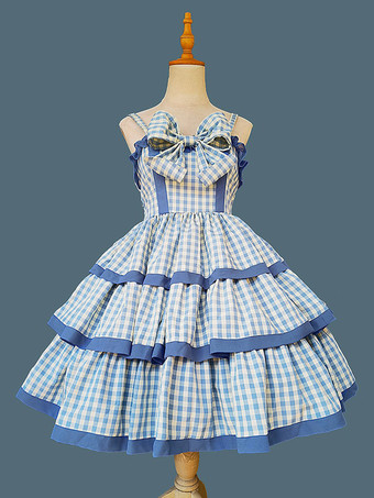 ティールスイートロリータドレス ポリエステル ノースリーブ リボン おとぎ話のロリータドレス