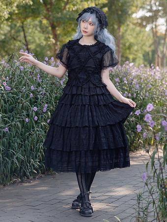 インファンタ ロリータ SK プリーツ ブラック ロリータ スカート