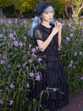 インファンタ ロリータ SK プリーツ ブラック ロリータ スカート