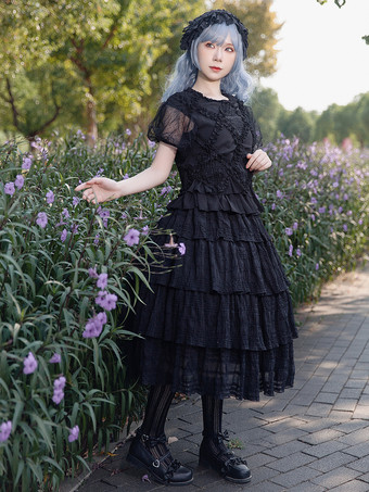 インファンタ ロリータ SK プリーツ ブラック ロリータ スカート