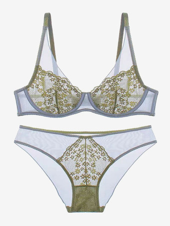 ツートンカラーのシックなランジェリー 2ピース レース ブラック ブラ パンティ セット