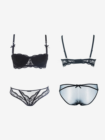 ブラック ブライダルランジェリー 3ピース レース ホワイト ブラ パンティ ガーター セット