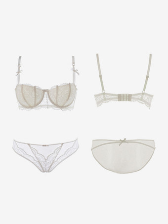 ブライダルランジェリー 3ピース レース ホワイト ブラ パンティ ガーター セット
