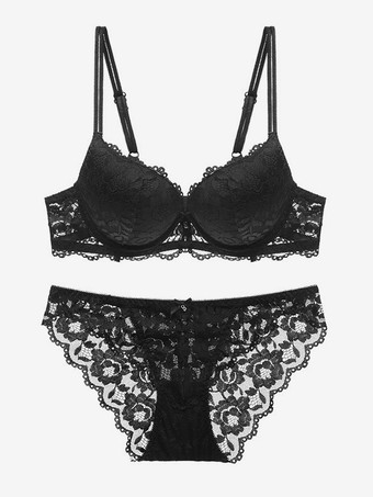 レースランジェリー シックなバーガンディ 2ピース ブラ パンティ セット