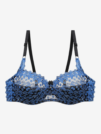 ブルー ローズ フルカバー ツートン デイリーカジュアル 刺繍 ランジェリー ブラ