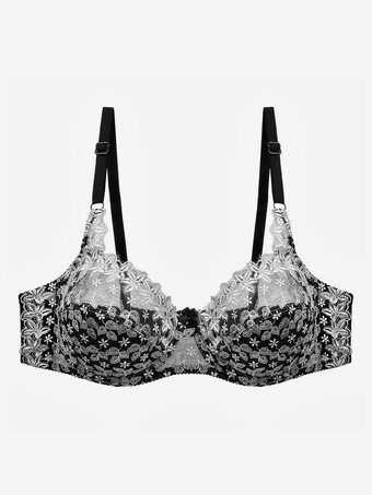 ホワイト ローズ フルカバー ツートン デイリーカジュアル 刺繍 ランジェリー ブラ