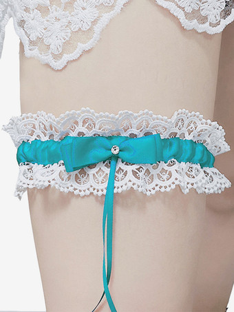 ティールブライダルアクセサリー 花嫁用ウェディングガーター ピンク レース 屋内用 女性用