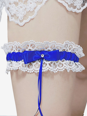 ブルー ブライダルアクセサリー 花嫁用ウェディングガーター ピンク レース 屋内用 女性用