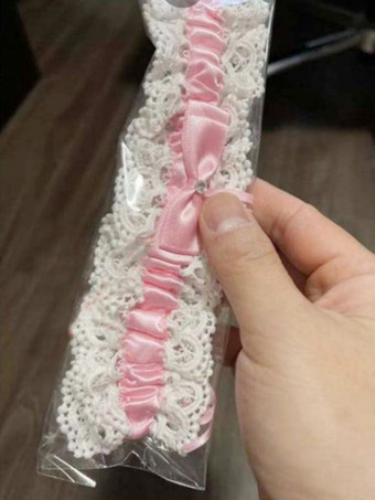 ピンクブライダルアクセサリー 花嫁用ウェディングガーター ピンク レース 屋内用 女性用