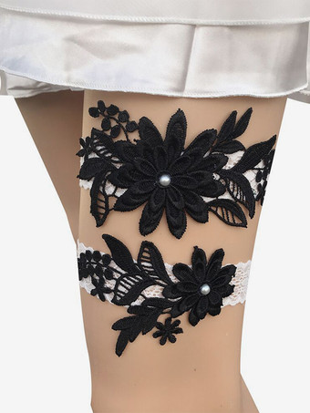 ブラック ブライダルランジェリーアクセサリー パーティー ホワイト レース ガーター 女性用