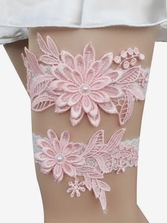 ソフトピンクブライダルランジェリーアクセサリー パーティー ホワイト レース ガーター 女性用