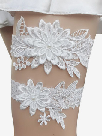 ホワイト ブライダルランジェリーアクセサリー パーティー ホワイト レース ガーター 女性用