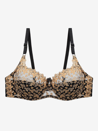 ゴールド ローズ フルカバー ツートン デイリーカジュアル 刺繍 ランジェリー ブラ