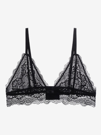 ブラック ブラレット シースルー パッドなし ロイヤルブルー デイリーカジュアル 刺繍入りランジェリー