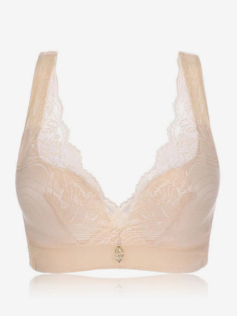 肌色下着 フクシアピンク シック デイリーカジュアル レース ワイヤレス ランジェリー