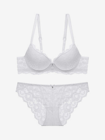 ホワイト レースランジェリー シックなバーガンディ 2ピース ブラ パンティ セット
