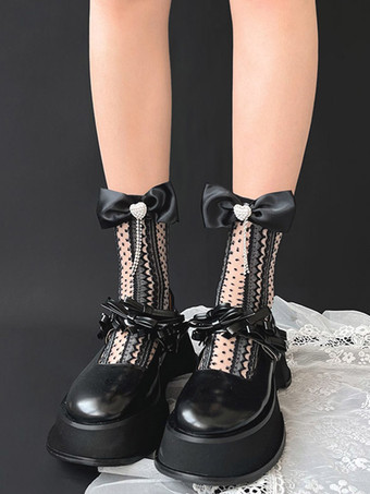 ゴシックロリータタイツ ホワイトリボンチェーンアクセサリー ポリエステル水玉ロリータアクセサリー