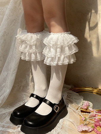 ホワイト スイートロリータストッキングホワイトアクセサリーポリエステルロリータアクセサリー