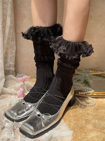 スイートロリータストッキングブラックアクセサリーポリエステルロリータアクセサリー