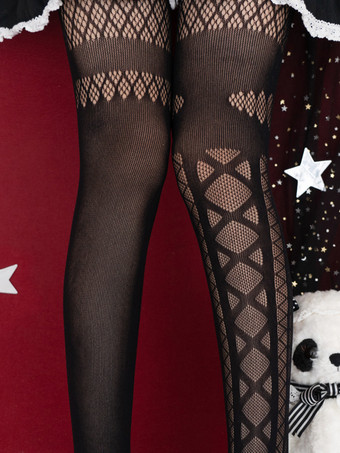 ゴシックロリータタイツ ホワイトアクセサリー ポリエステル チェック柄 ロリータアクセサリー