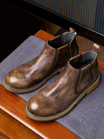 メンズブーツ チェルシーブーツ ブラック 牛革 ラウンドトゥ ショートアンクルブーツ