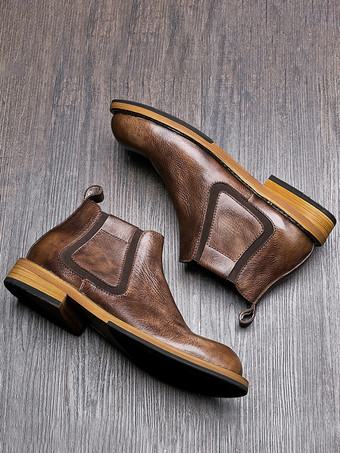 メンズブーツ チェルシーブーツ ブラック 牛革 ラウンドトゥ ショートアンクルブーツ