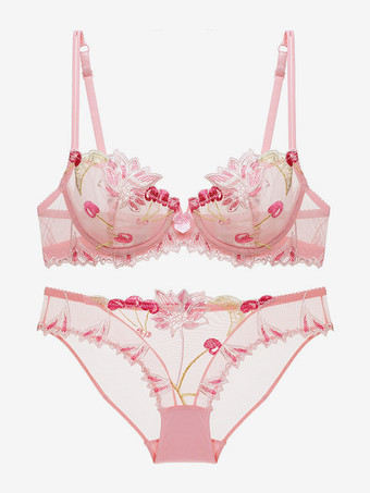 シースルーフラワーシックランジェリー 2ピースレースブラックブラパンティセット