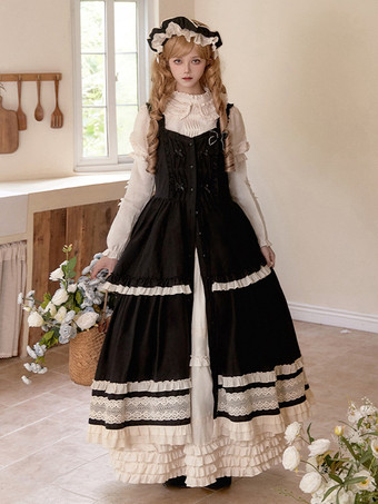 ブラック スイートロリータドレス ポリエステル ノースリーブ スイートジャンパー ロリータドレス