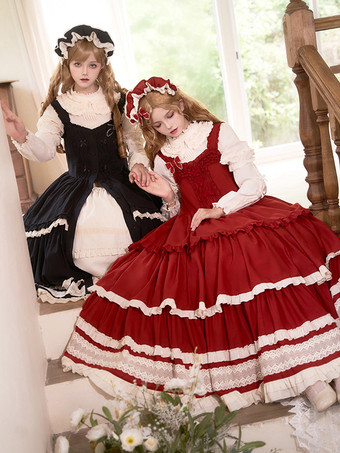 スイートロリータドレス ポリエステル ノースリーブ スイートジャンパー ロリータドレス