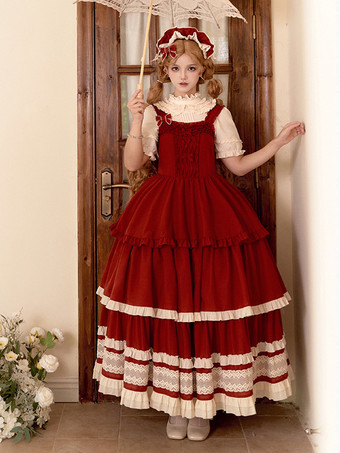 スイートロリータドレス ポリエステル ノースリーブ スイートジャンパー ロリータドレス