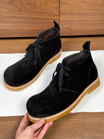 ブラック メンズシューズ 牛革 シック エクリュ ホワイト アンクル ショートブーツ