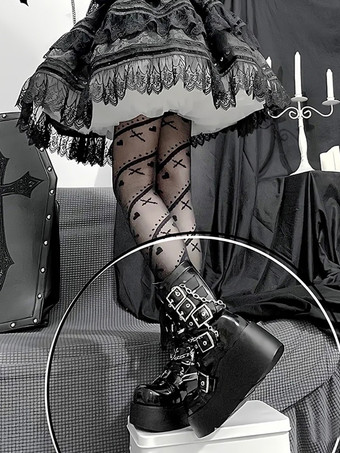 ゴシックロリータソックスホワイトアクセサリーポリエステルハート柄ロリータアクセサリー