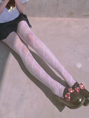 ホワイト ゴシックロリータソックスホワイトアクセサリーポリエステルハート柄ロリータアクセサリー