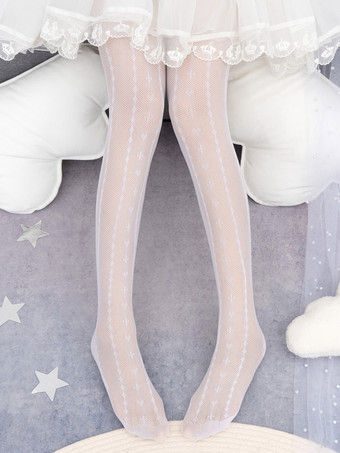 ホワイト ゴシックロリータタイツブラックアクセサリーポリエステルチェック柄ロリータアクセサリー