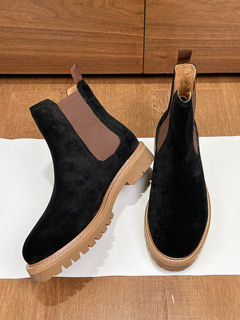 メンズ チェルシーブーツ エクリュ ホワイト 牛革 ラウンドトゥ アンクル ショートブーツ