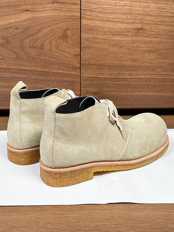 メンズシューズ 牛革 シック エクリュ ホワイト アンクル ショートブーツ