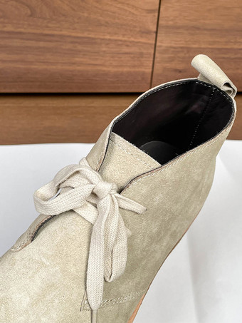 メンズシューズ 牛革 シック エクリュ ホワイト アンクル ショートブーツ