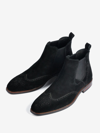 negro Botas de hombre botas Chelsea botas de piel de vaca marrón café punta redonda botines para fiesta