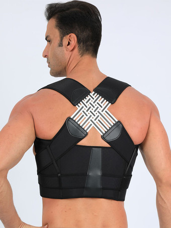 negro Corsés para hombres Corrector de postura Enderezador de espalda Mejora de la postura Soporte de espalda ajustable Cinturón lumbar para hombres