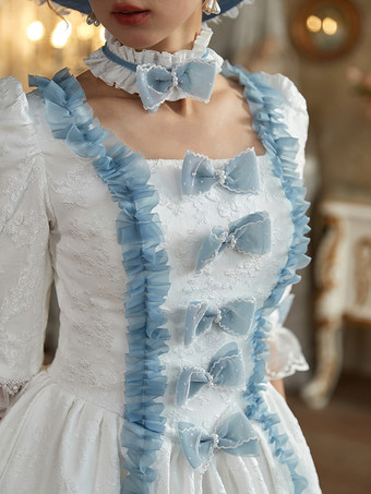 ホワイト レトロ コスチューム ポリエステル ドレス レディース ヨーロピアン スタイル マリー アントワネット コスチューム パーティー プロム ドレス