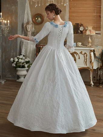 ホワイト レトロ コスチューム ポリエステル ドレス レディース ヨーロピアン スタイル マリー アントワネット コスチューム パーティー プロム ドレス