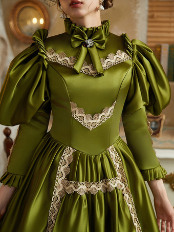 グリーン レトロ コスチューム レディース マリー アントワネット コスチューム ポリエステル ドレス ルネッサンス ヴィンテージ クロージング