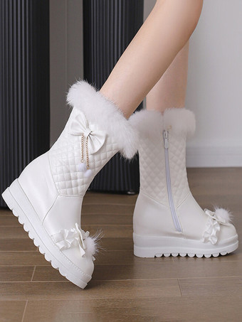 スイートロリータブーツ PUレザー ラウンドトゥ ピンクロリータフットウェア