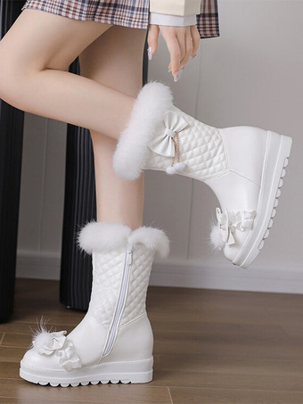 スイートロリータブーツ PUレザー ラウンドトゥ ピンクロリータフットウェア